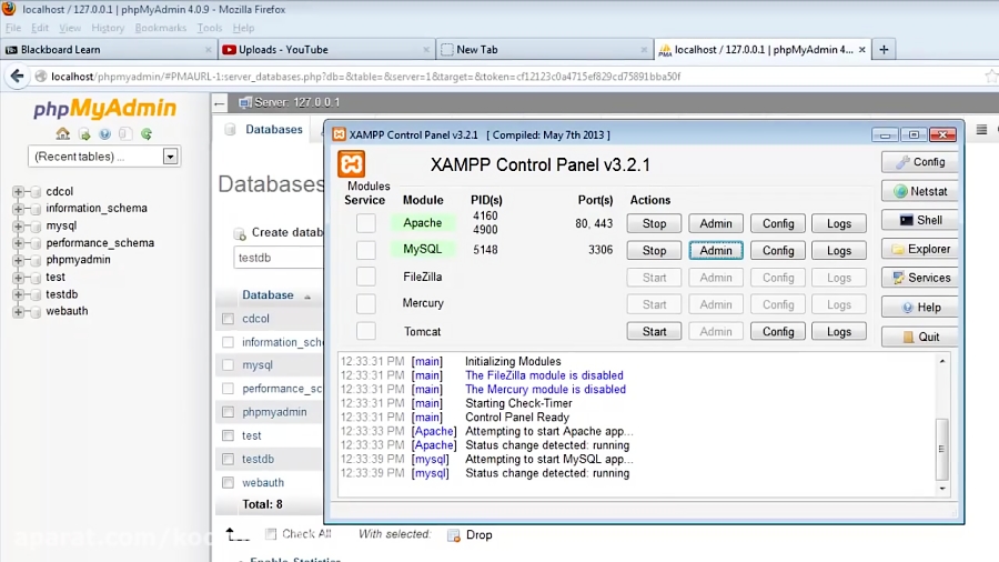 Connect to MySQL with PHP in XAMPP / Create a new database
