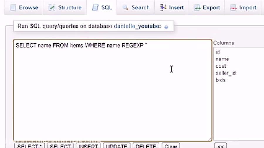 Mysql Database Tutorial 15 Regular Expressions 2727