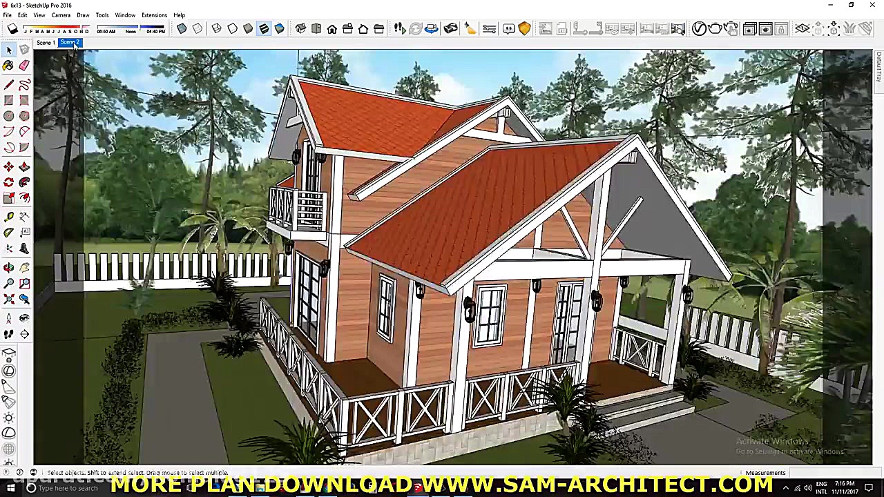 2 Story House Plan 8x11m With...