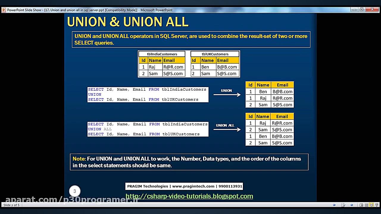 جلسه17 آموزش SQL SERVER Union...