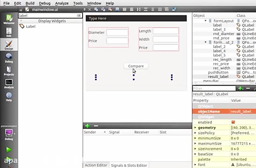Qt Connect Signals to Slots in QT Creator
