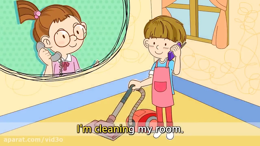 What are you doing? I'm cleaning my room. (Present progressive ...