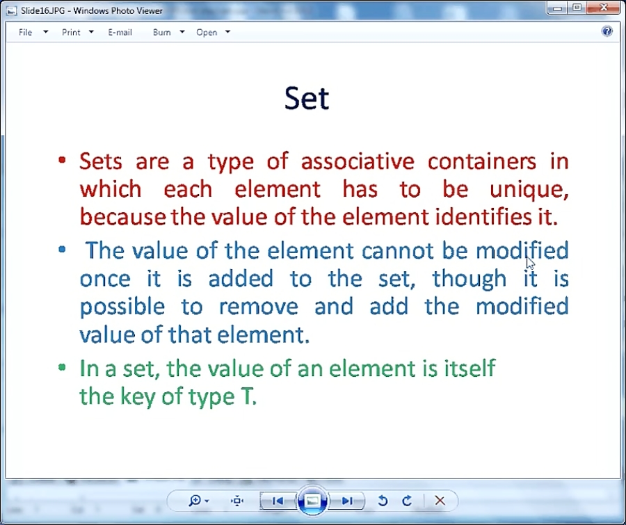 Set Class in STL using C Part 5