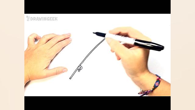 How to draw a Fishing Rod Step by Step | Easy drawings
