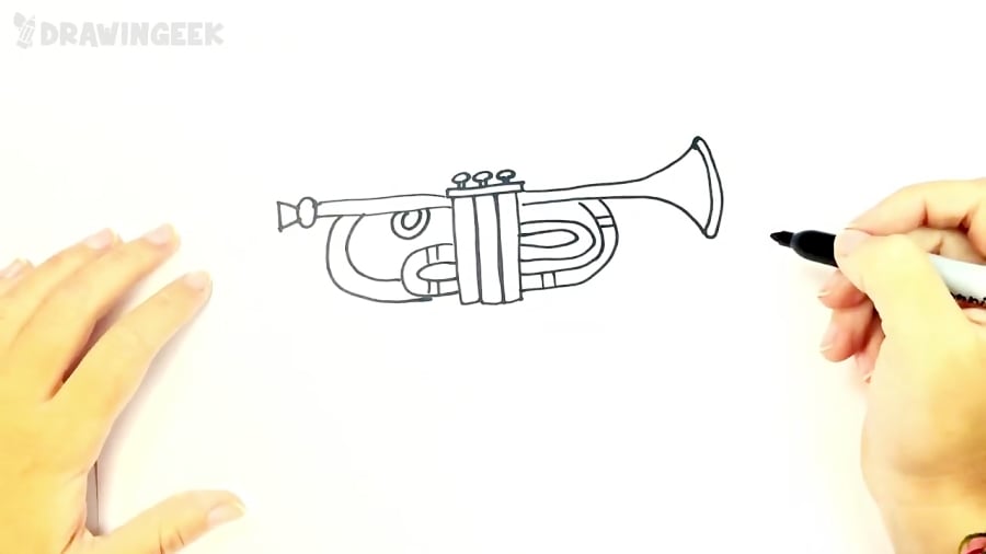 How to draw a Trumpet for kids | Trumpet Drawing Lesson Step by Step