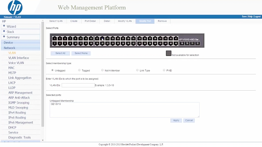 HP Switch VLAN Configuration (JE009A)