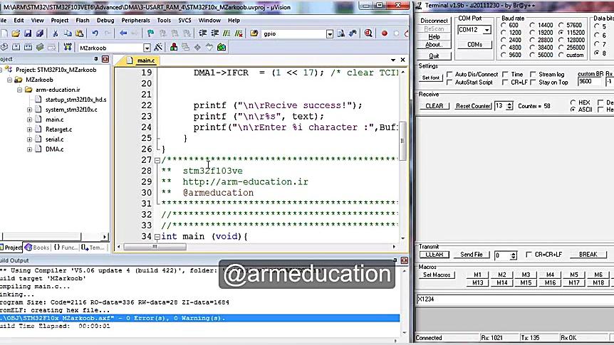 دریافت دیتا از USART و انتقال...