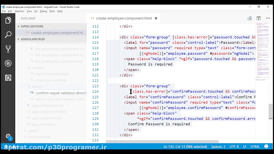 27 Angular password and confirm password validation