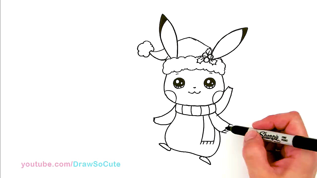 How to Draw Christmas Pikachu...