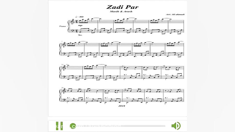 نت پیانوی آهنگ زدی پر از مسیح...