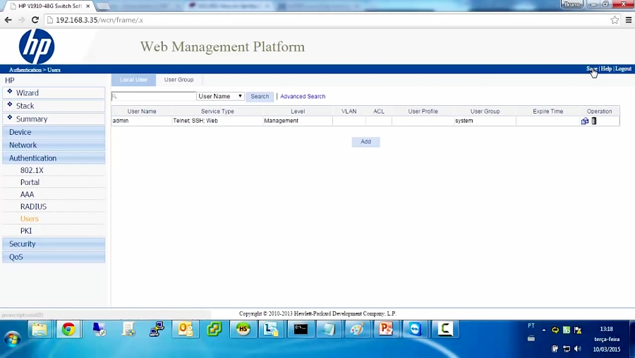 HP Switch Initial IP Configuration (JE009A)
