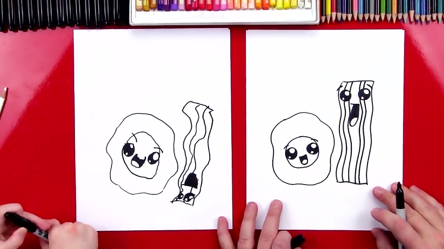 How To Draw Cute Eggs And Bacon