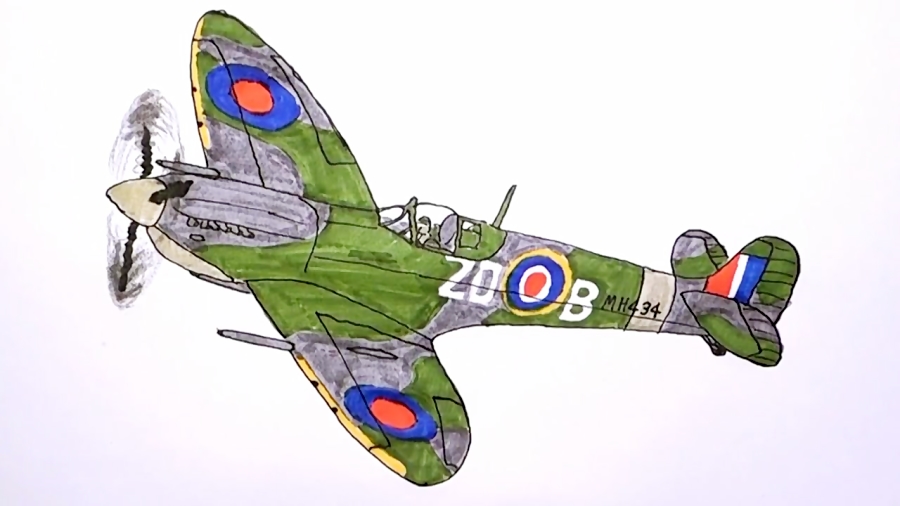 How to Draw Supermarine Spitfire Fighter Aircraft