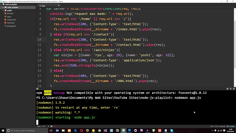 Node JS Tutorial for Beginners #22 - Installing Nodemon