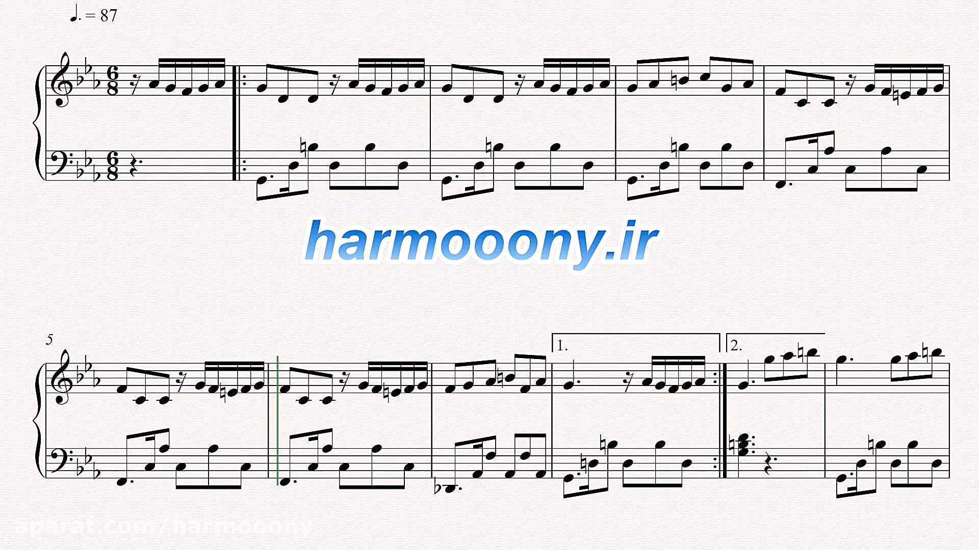 نت پیانو مخمل ناز از لیلا فروه...