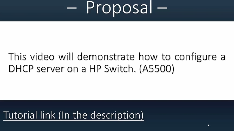 HP Switch DHCP Server Installation