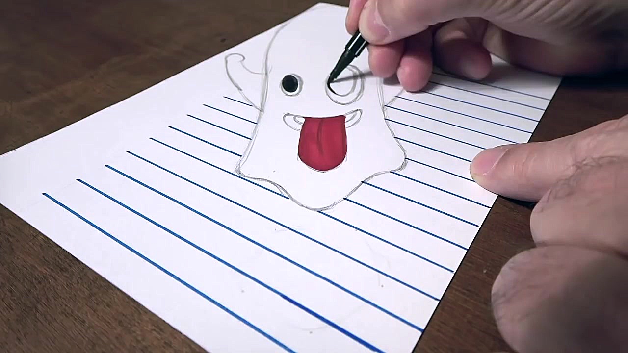 DRAWING EMOJI GHOST 3D FOR KID...