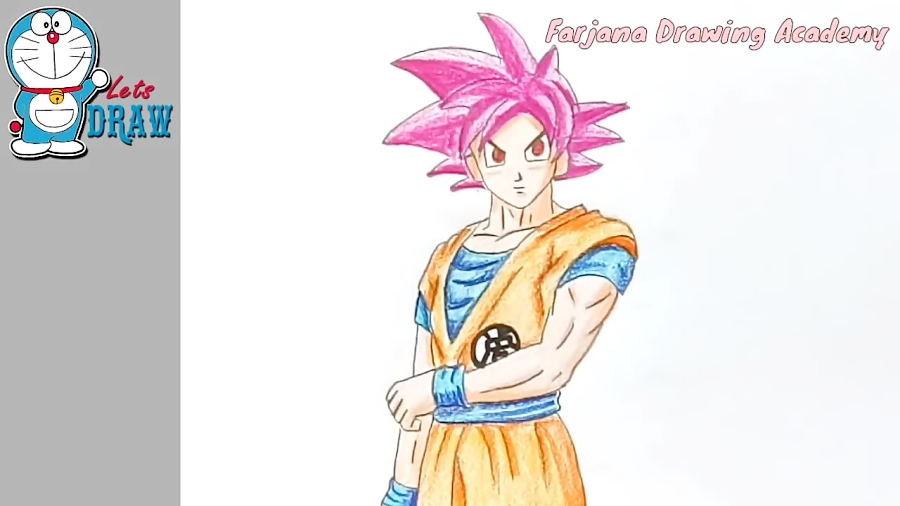 Drawing Goku Super Saiyan god 