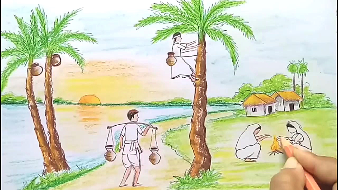 How to draw a scenery of winte...