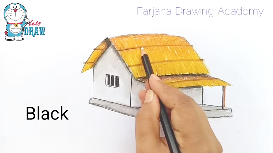 How to Draw Village Hut with Pastel Color [SHORT VERSION] - YouTube