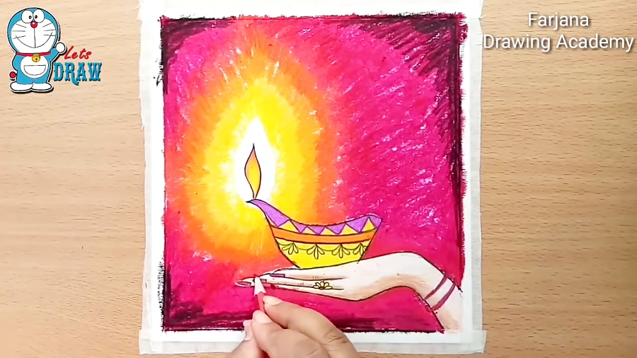 Beautiful Diwali Drawing Using Oil Pastels & Acrylic Colour - YouTube