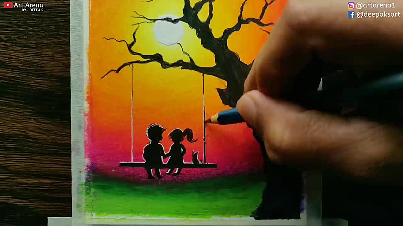 Dream Sunset Landscape Drawing...