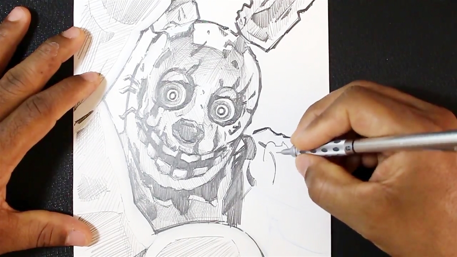 Springtrap Drawing Pencil Sketching Springtrap - Five Nights at Freddy's - Pencil Sketch - Line ...