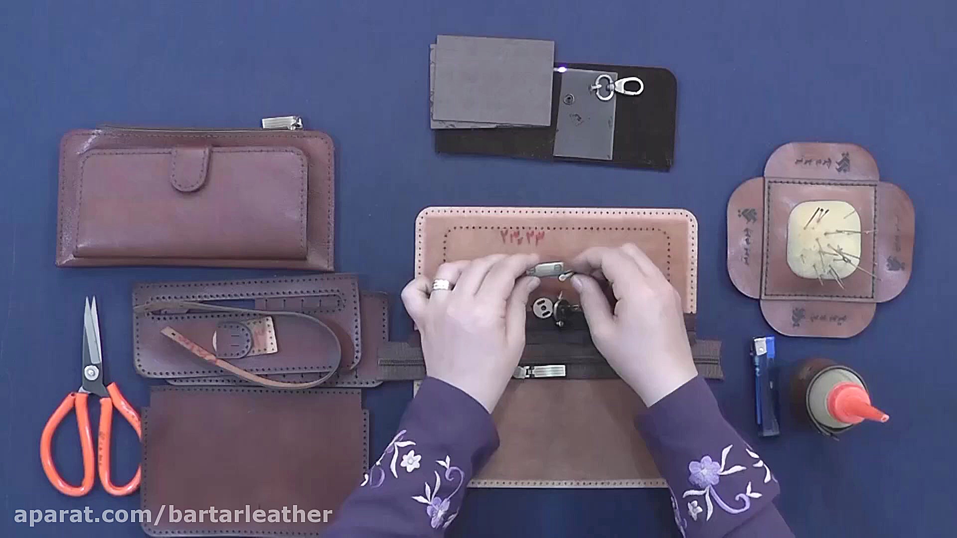 آموزش دوخت کیف پول 2لت چرم طبی...