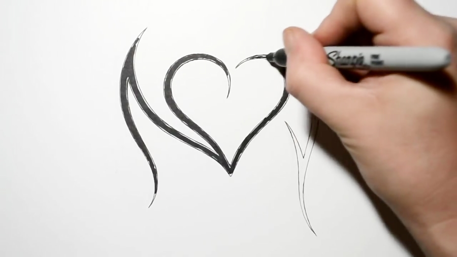 Combining Initials N and A with a Heart Tattoo Design