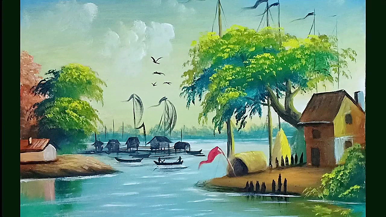 How to Paint a Village Scenery...