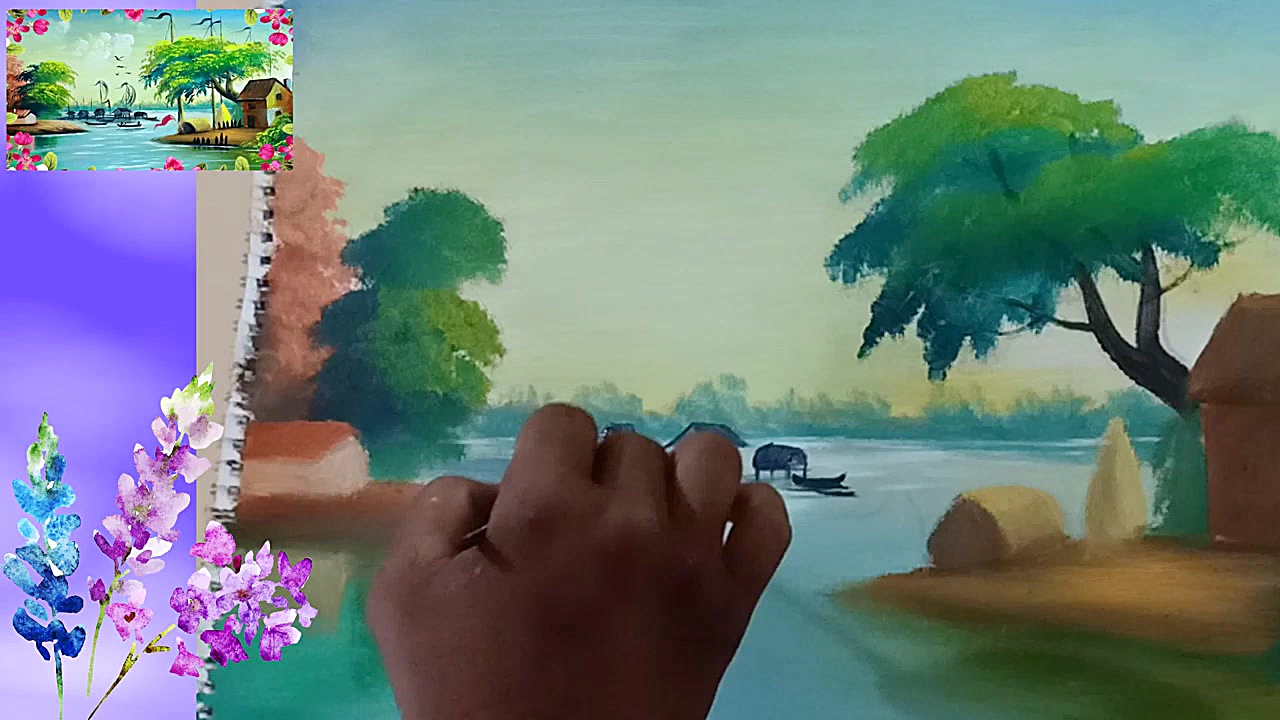 How to Paint a Village Scenery...