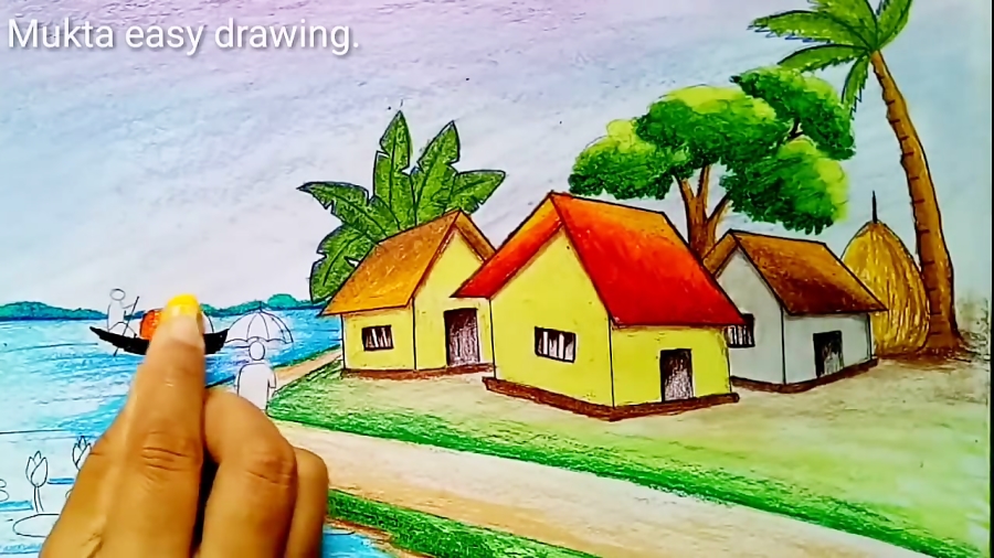 Simple Rainy Day Drawing with Oil Pastel / Rainy Season Drawing for  Beginners / Monsoon Drawing - YouTube