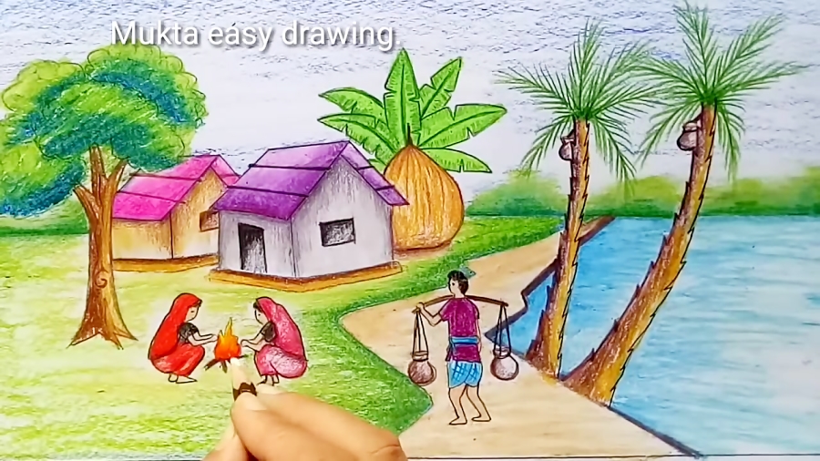 Easy and simple Winter Season Drawing - YouTube