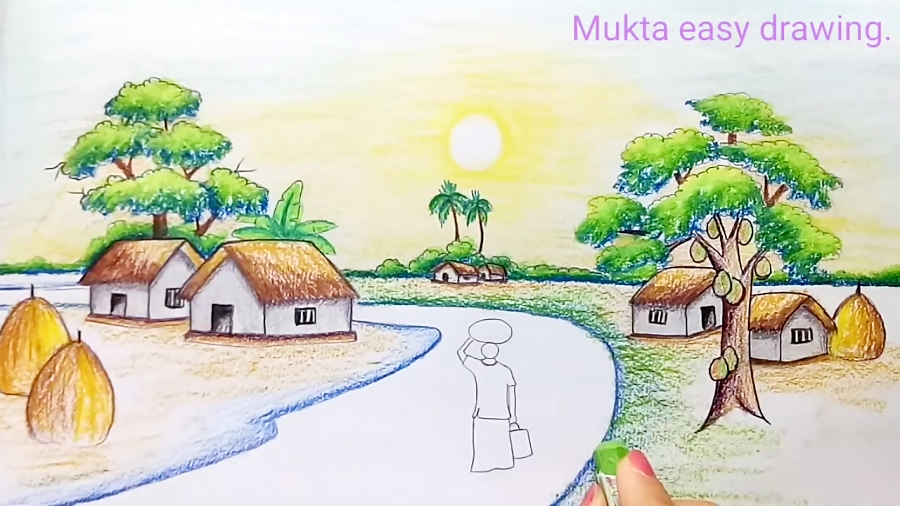 How to draw a sea beach scenery easy/ Summer season scenery in sea beach  drawing for kids - YouTube