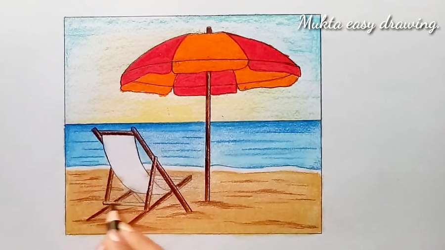 How To Draw Beach And Sunset Scenery Easy Step By Step |Drawing Nature  Scenery For Beginners - YouTube