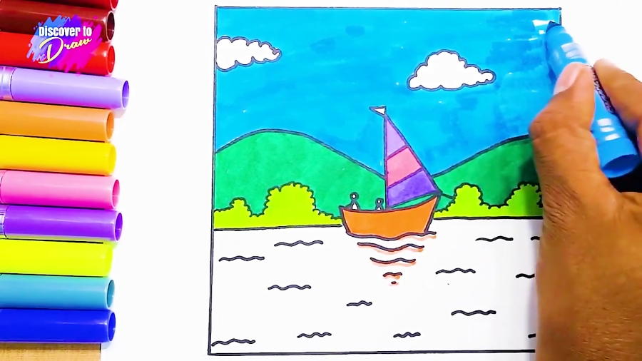 Beautiful Scenery Drawing|| Very Easy Scenery Drawing And Coloring|| -  YouTube