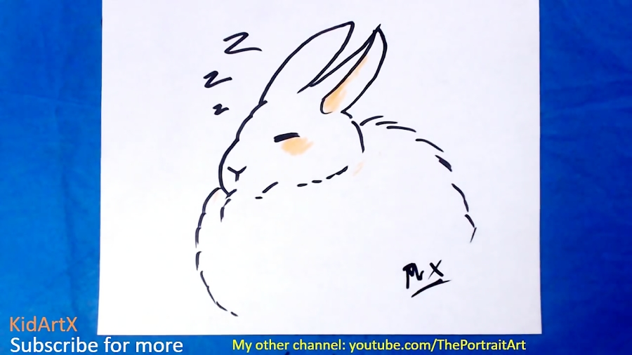 How to Draw Fat Furry BUNNY (simple) - Step by Step Tutorial For Kids