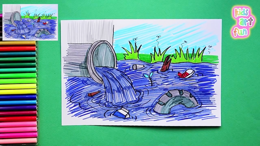 Easy Water Pollution Drawing | Water pollution Scenery easy | Water  pollution drawing idea #waterpollution #water #stoppollution #pollution | water  pollution, pollution, water | Easy Water Pollution Drawing | Water pollution  Scenery