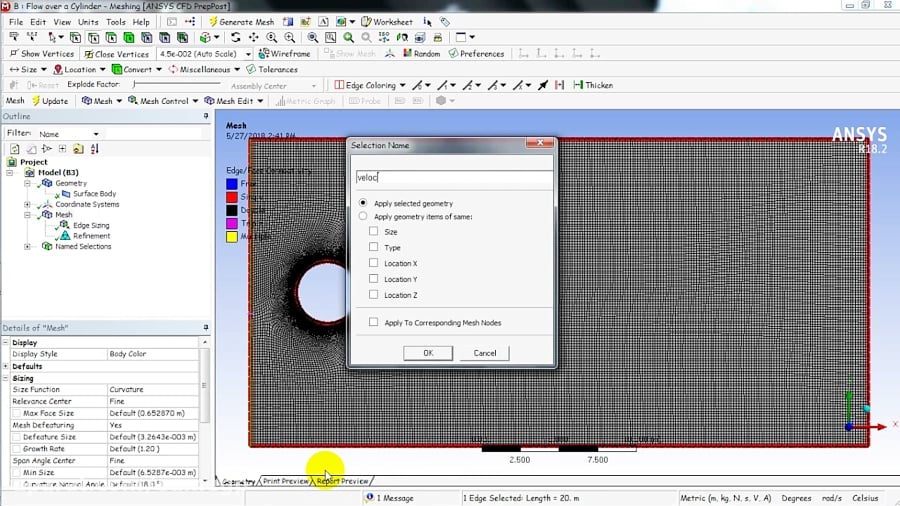 Flow over a Cylinder in ANSYS Workbench (Fluent )