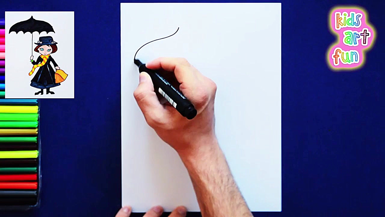 How to draw Mary Poppins
