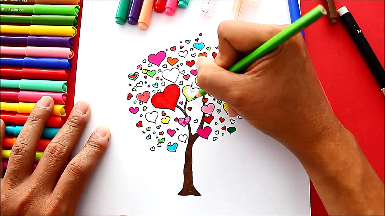 How to draw a tree of hearts