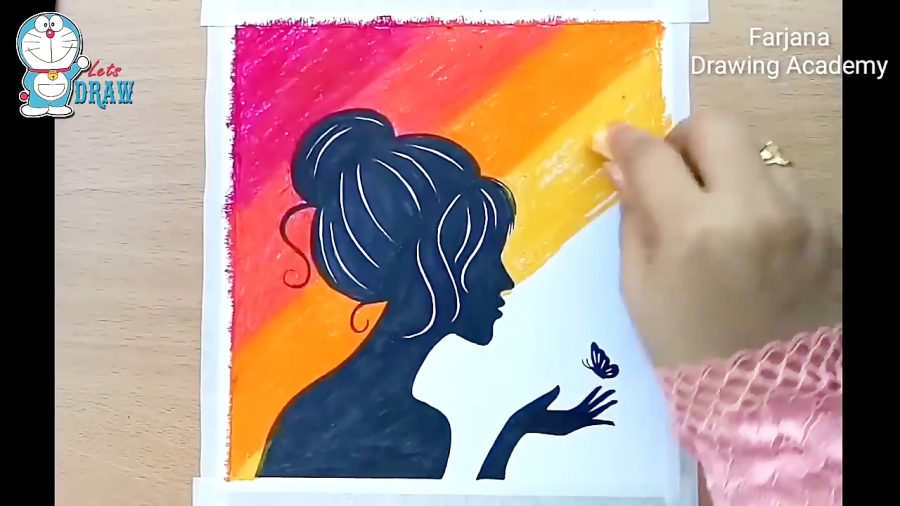 Girl in Moonlight Scenery Painting with Oil Pastel and Acrylic/ how to draw  a sad girl sitting alone – Easy Visual Art
