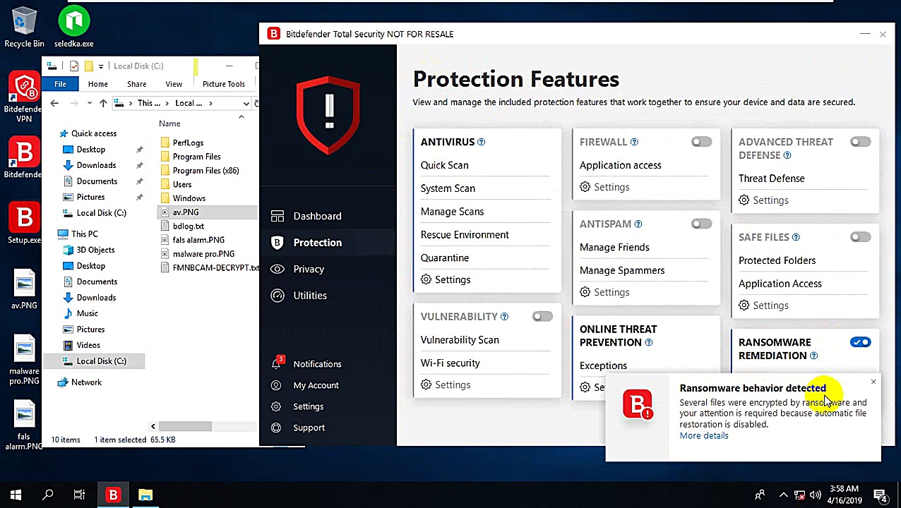 bitdefender 2019(ransomware remediation) vs ransomware