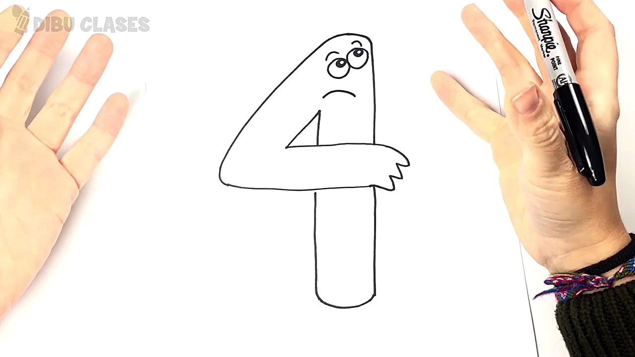 Como dibujar el Numero 4 Paso...