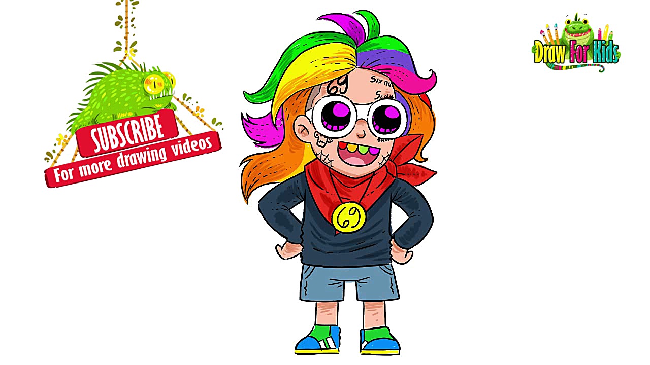 how to draw 6ix9ine step by st...