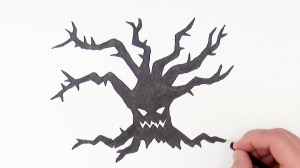 How to Draw Scary Tree for Hal...
