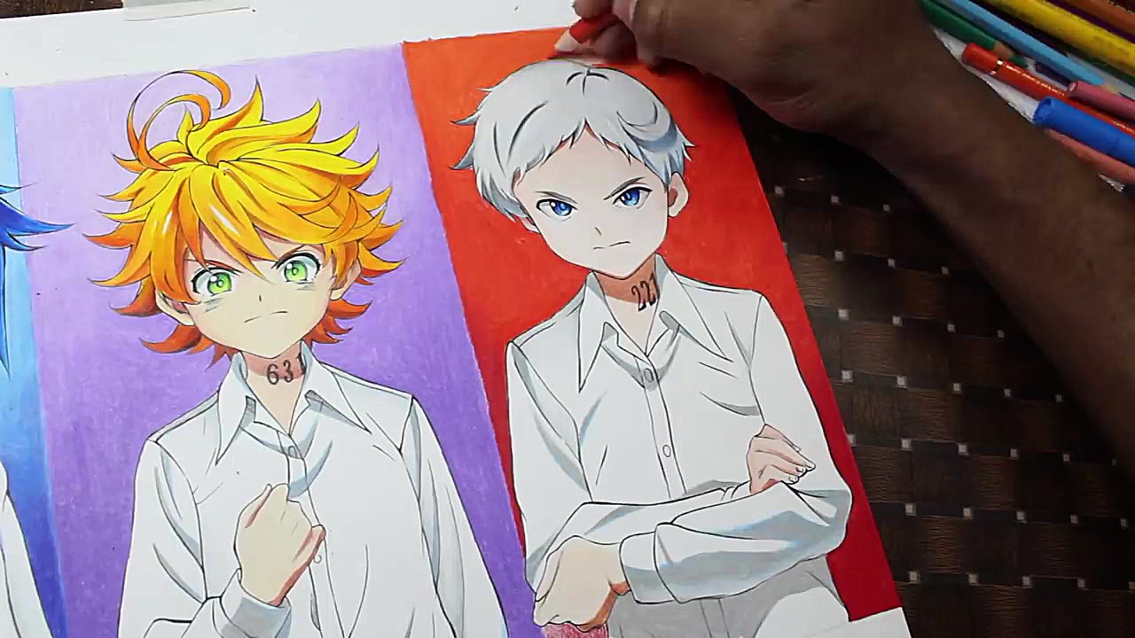 Drawing Emma ,Ray  Norman (The Promised Neverland) 約束のネバーランド زمان707ثانیه