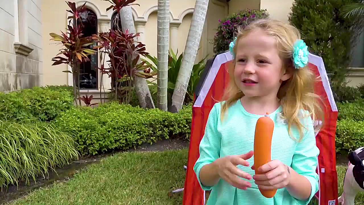 استیسی با عروسک حیوانات مزرعه...