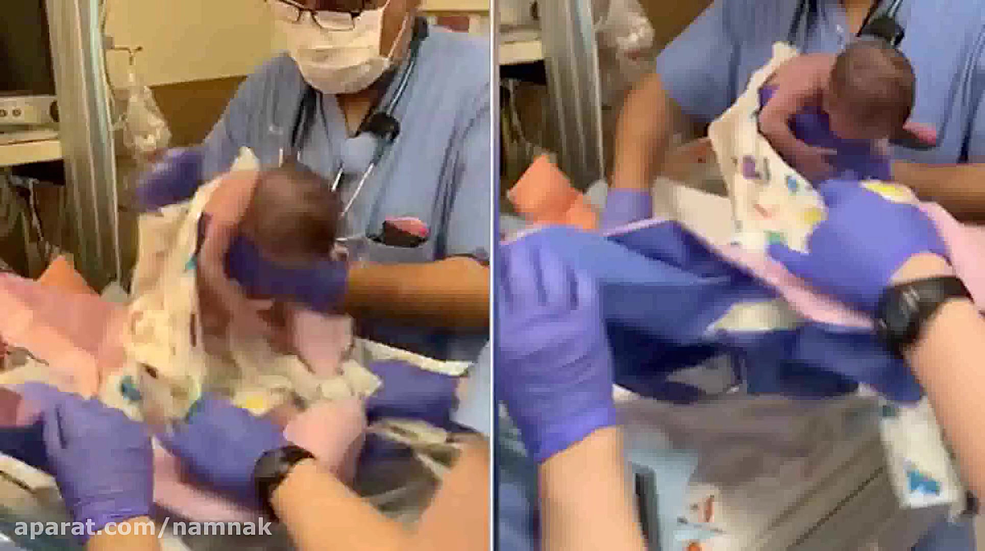 افتادن نوزاد در اتاق زایمان از...