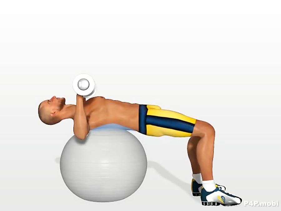 Ball chest. A1: Dumbell Press — 3х15 a2: stability Ball Hip Bridge — 3×20. Swiss Ball alternating Dumbbell Chest Press.